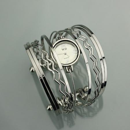 New Silver Steel Charm Grazioso Bangle Bracelet Watch.jpg