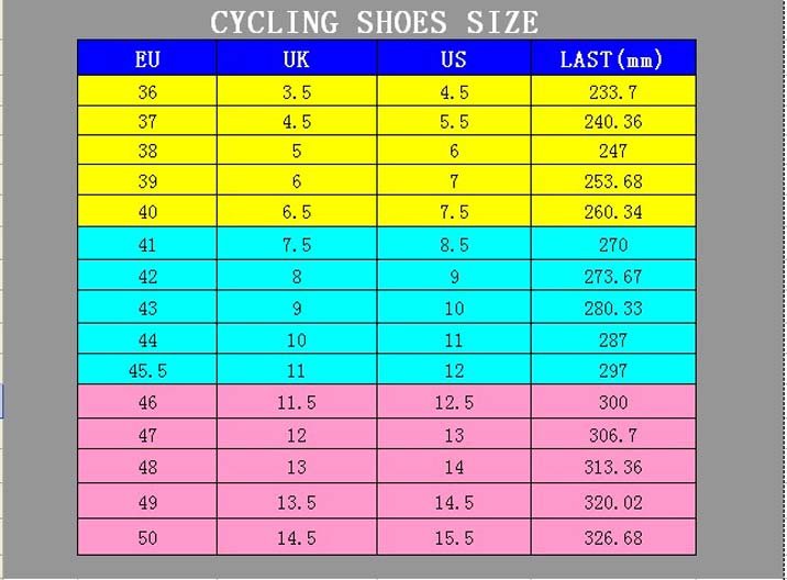CYCLING SHOES SIZE