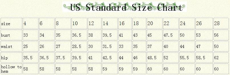 US standard size chart