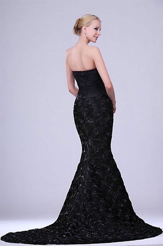 Strapless Mermaid Floor Length Design With Embroidered Decoration Evening Dress1.jpg