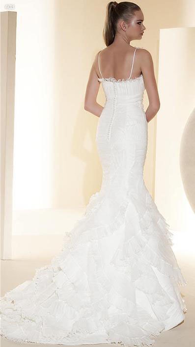 MW001 V-neck Design Floor Length Strappy Sleeveless Ruffled Wedding Dress-04.jpg