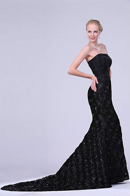 Strapless Mermaid Floor Length Design With Embroidered Decoration Evening Dress.jpg