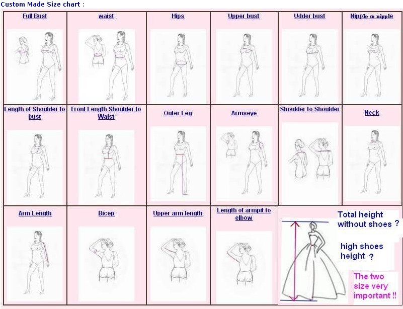 custom made size chart