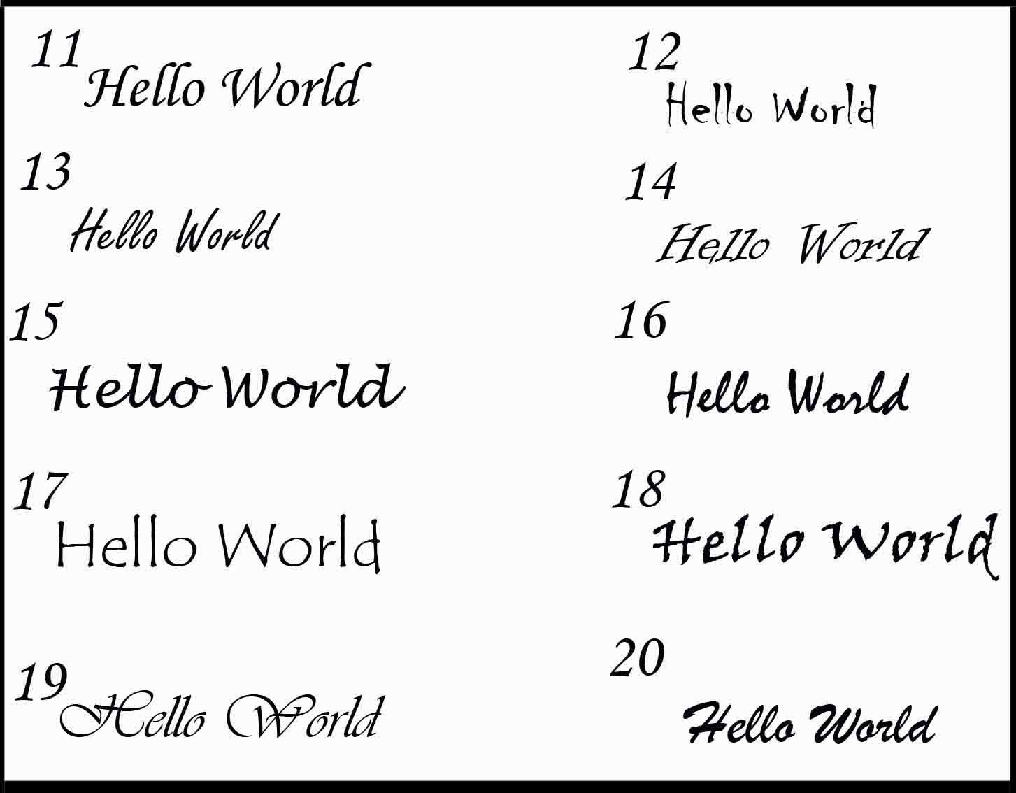 name font 11-20
