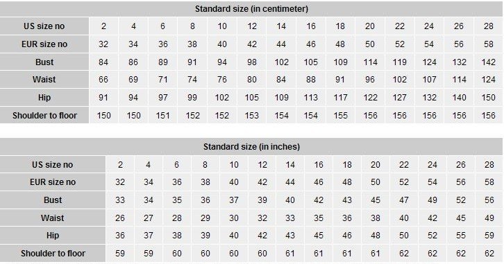 standard size chart
