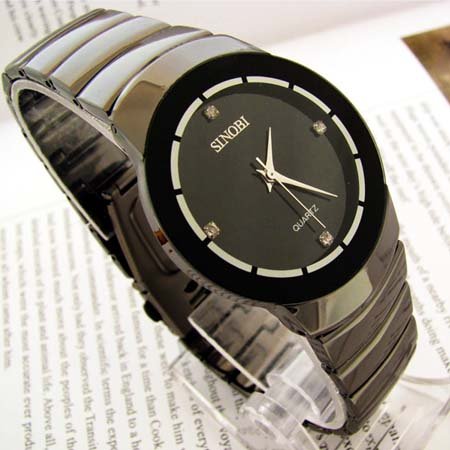 Brand New 4 Crystal Dial Steel Black Wrist Mens Watch