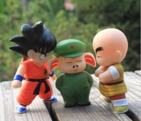 Three Pieces PVC Green Orange Action Figure