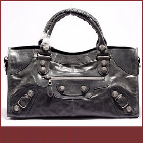 Paypal Import Cowhide Leather City Party Time Bags Big Silver Rivet Bags Dark Grey Lady Leather Hobo Tote