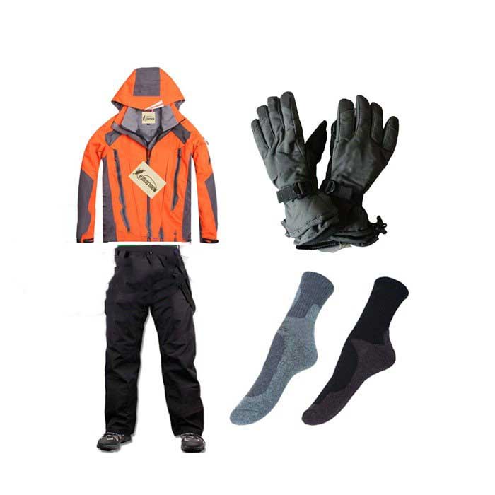 High-quality Men's Camping/Hiking Ski 6Colors Outdoor 2in1 Jackets+Pants+Gloves+Socks Orange