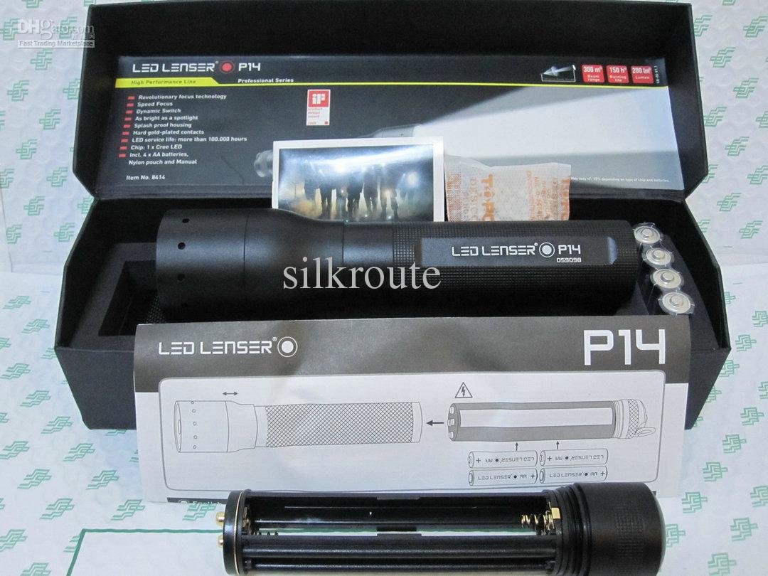 Wholesale -LED Lenser 8414 P14 Flashlight - 210 Lumen Free Shipping BEST SELLING!