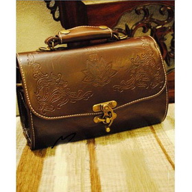Leather Handbag with Flower Embossed,  Ancient Hobo Bag, designer Handbag