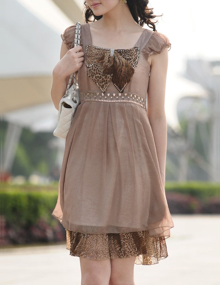 2010 Elegant Silk Chiffon Dress Special Summer Korean Bow Was Thin Silk Chiffon Dress, Chiffon Skirts Q-30