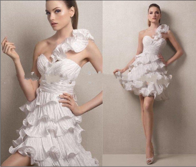 Hot Selling Elegant One-Shoulder Dress Crepe Cocktail Dress