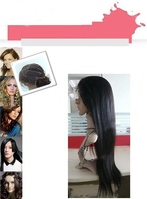 Free Shipping Gorgeous 22'' Silk Straight 100% Indian Remy Human Hair Wigs