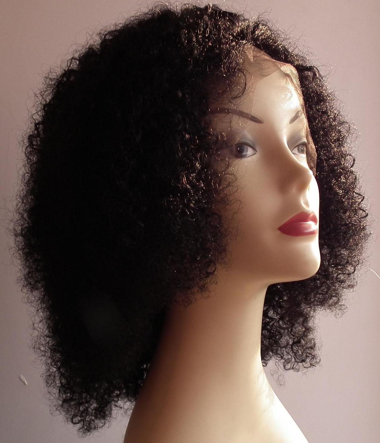 Whosale Price! Afro Curl 100% Indian Human Hair Wig 14"-1# ~Timely Delivery