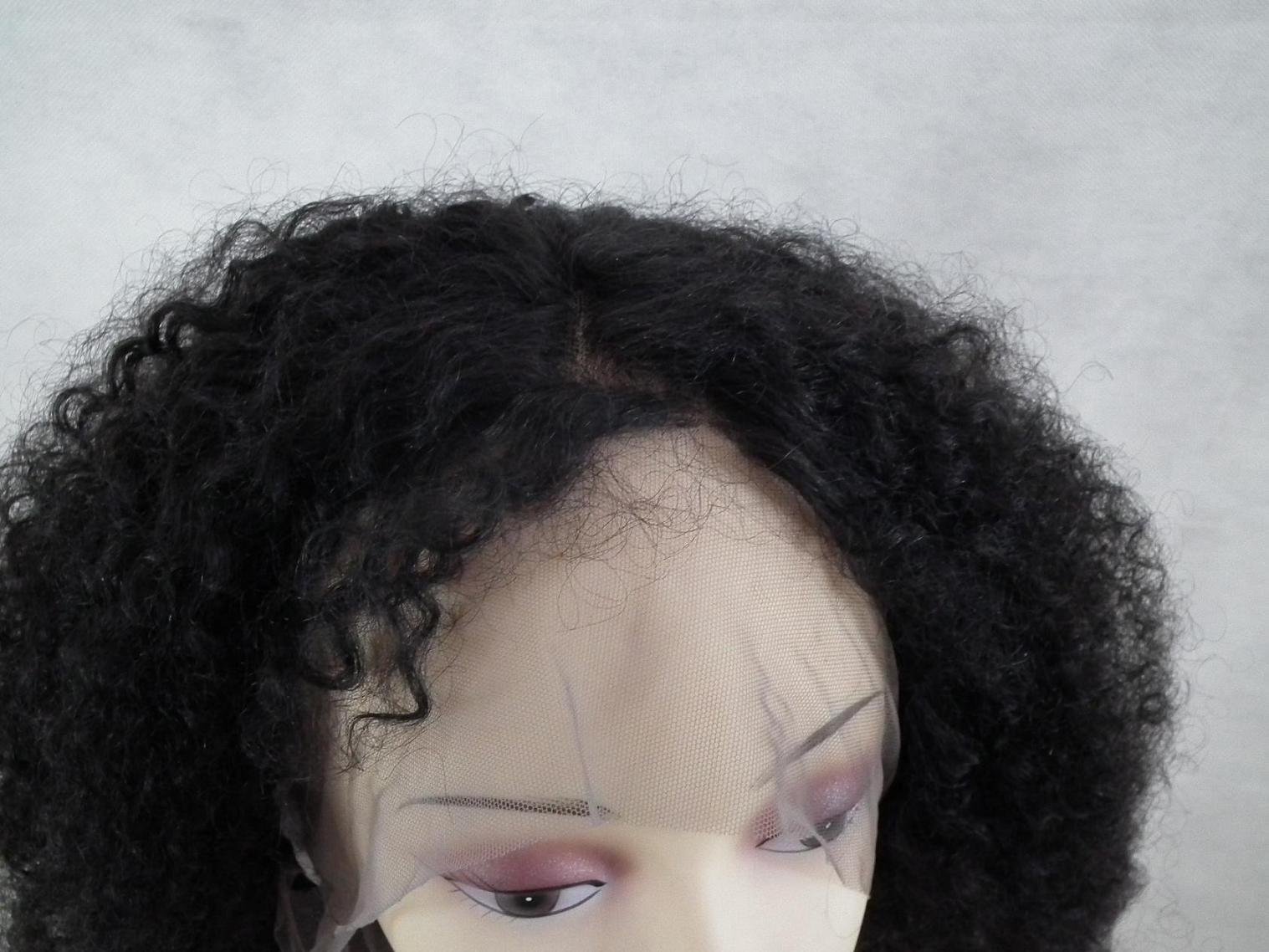 Free Shipping Curly Full Lace Human Hair Wig 16"~1# Whosale Price and Timely Delivery