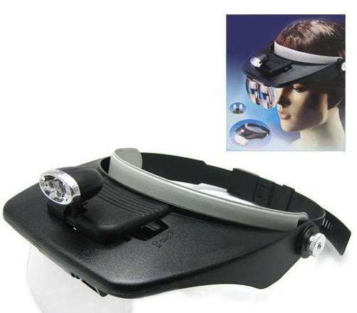 Free Shipping, Light Head Magnifying Glass with 4 X 3D Lens and Two LED Lamps