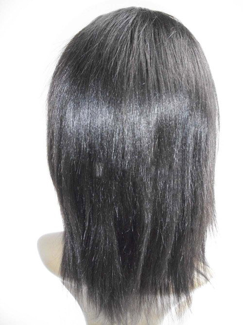 Best Choice! Wholesale-100% Indian Remy Full Lace Human Hair Wig 8" #1B Yaki
