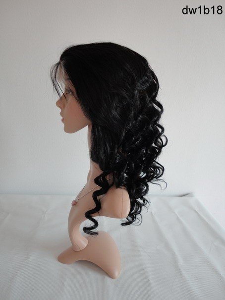 Wholesale 18 Inch Full Swiss Lace Deep Wave Real Human Hair Wig and Free Shipping