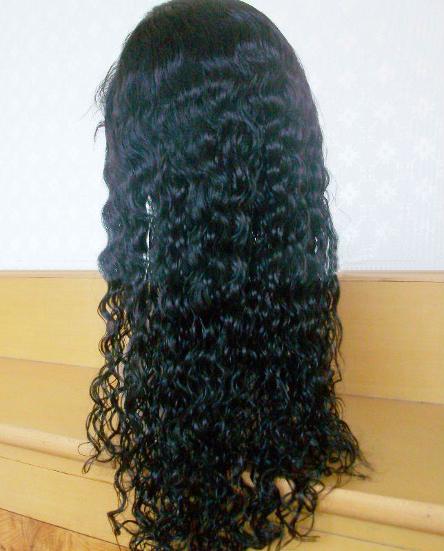 18" #1B Curly Human Hair Wigs Wholesale