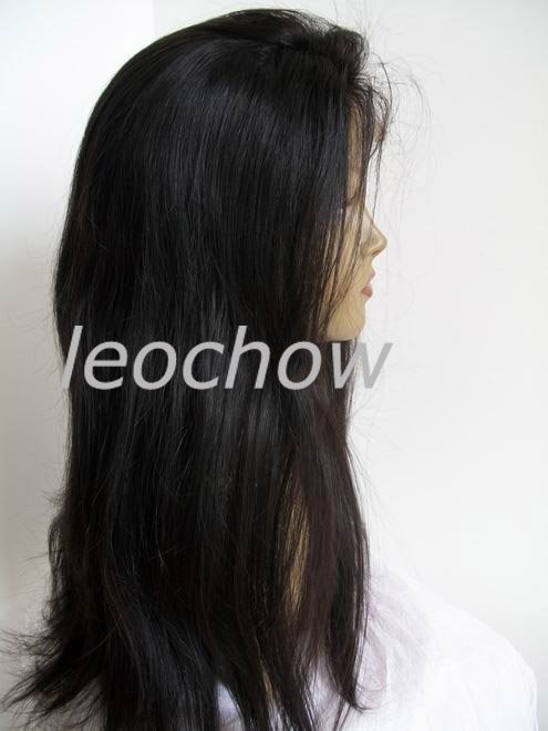 100% Indian Remy Lace Front Human Hair Wig 18" #1B Silky Straight