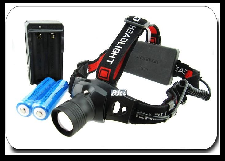 1pc 18650 Headlamp 5W 300Lm CREE Q5 LED HeadLight 3 Mode Waterproof Headlamp ZOOMABLE Hiking Headlight +2x 18650 Battery+Charger