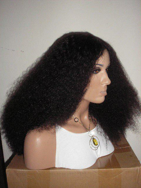 18" #1 Afros Kinky Curl Human Hair Wig