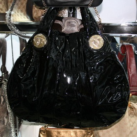 New*continental 197016 Black Enamel Leather Top Hobo/handbag/shoulder/gift*Excellent Quality*