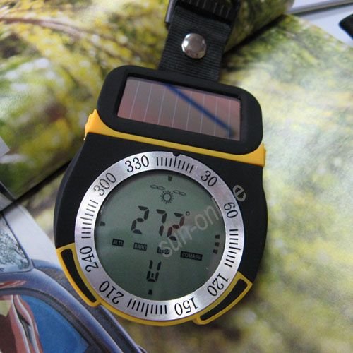 Solar Dual Power Digital 6-in-1 Compass Altimeter Barometer