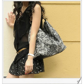 Women Lady Girl Genuine Leather Lace Hobo Bag with Metal Chain Belt Shoulder Bag Handbag LF00029