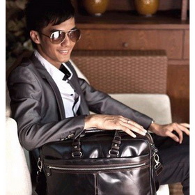 Genuine Leather Black Briefcases Classical Style-Best Gift for Friend Free Shipping