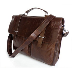 6071# Guarantee 100% Genuine Vintage Tan Leather Men's Briefcase Messenger Shoulder Bag Wholesale