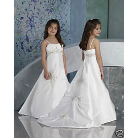 Custom-Made White Bridal Wedding Gown Flower Girl Dress