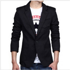Long Sleeve One Button Black Men's Suits