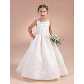 Wholesale Price Little Girls' Dresses Sleeveless Ball Gown White