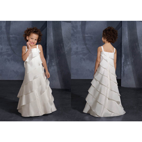 Free Shipping Lovely Satin A-line Square Neckline Flower Girl Dress