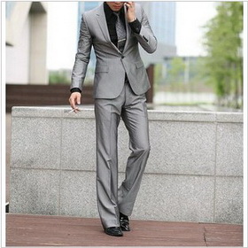Wedding & Party Gray One Button Men's Suits