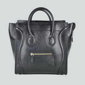 New Arrival Auth Leighton Meester Smiley Luggage Bag In Black Cow Leather Free Shipping