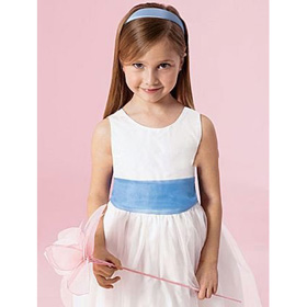 New Style A-line Tea-length Ribbon Scoop-neck Flower Girl Dresses