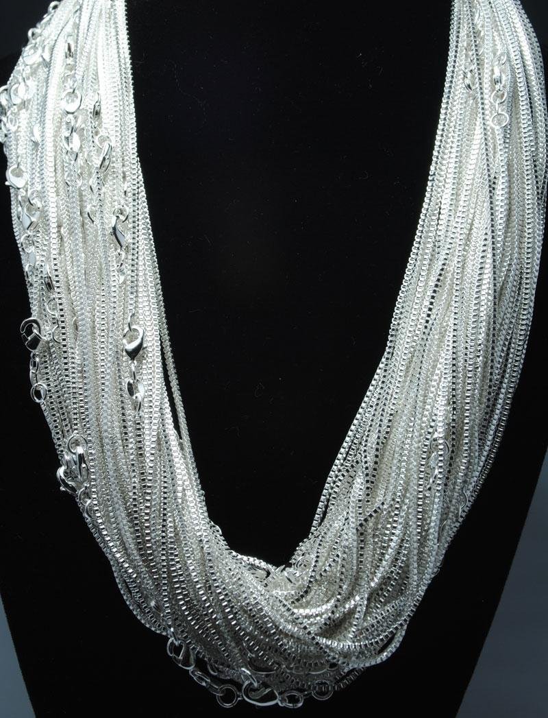 Wholesale 30pcs Smooth Box Chain Necklace 925 Sterling Silver 1.2MM 18 Inch