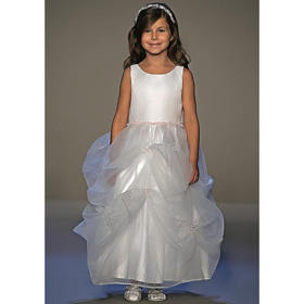 A-Line Round-neck Tea-length Organza Flower Girls Dress