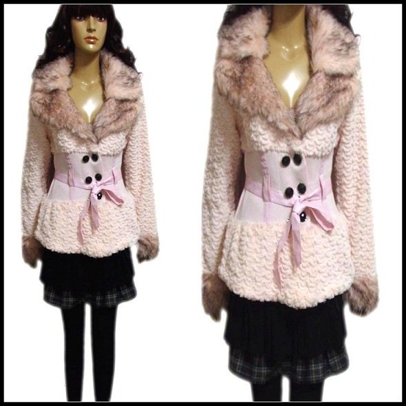 HOTwomen' 2010 Double-breasted Slim Waist Coat,ladies' Thickening Clothe Aviator Leather Jacke Artificial Fur Free Shipping8203