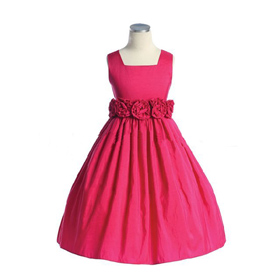 Real Satin Pink Flower Girl Dress