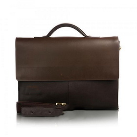 Free Shipping Men's Calf Leather Briefcase - Coffee