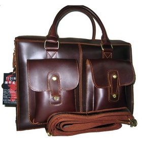 Slick Real Leather 14" Laptop Briefcase Messenger Tote Bags