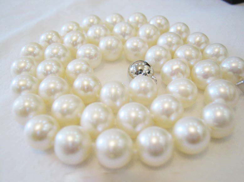 Natural Pearl 9-10mm Relatively Smooth Micro-flaw, Round Natural Stone Necklace