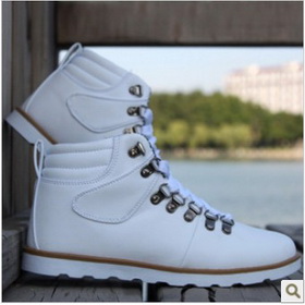 White Flat Bottom Waterproof Men's Casual Boots