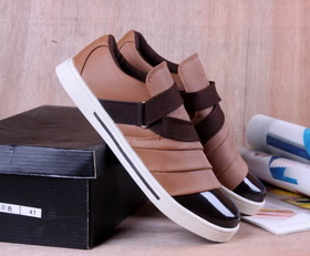 Brown With Stripes Flat Bottom Men's Casual Boots