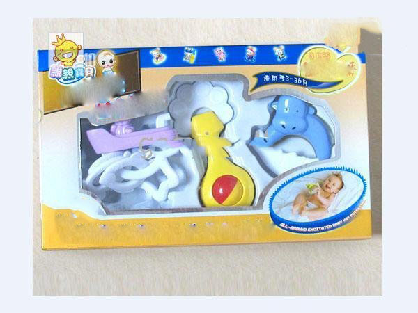 5 Pcs (3 In1) Plastic Baby Rattle Toys 100% Non-Toxic Safe Puzzl Infant Educational Toys Gift Bell