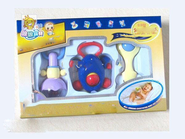 Toys Baby Gift 5 Pcs (3 in 1) Plastic Baby Rattle Toys 100% Non-Toxic Safe Infant Educational